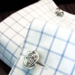 シルバー製　薔薇カフスボタン　rose cufflinks silver